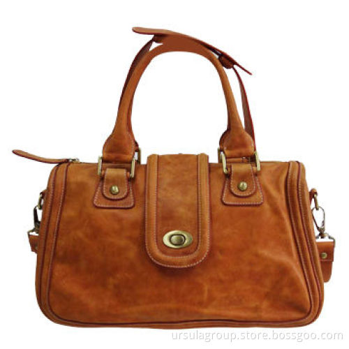 Fashionable Bag with Turned Lock Closure, Two-way Handle and S/S